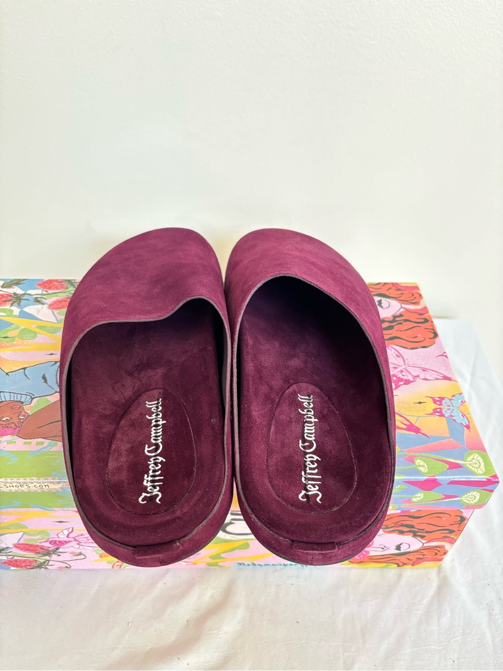 Jeffrey Campbell Content Clogs Dark Wine Suede Sz7 Womens New - Picture 3 of 8